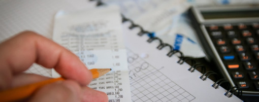 calculator and receipts
